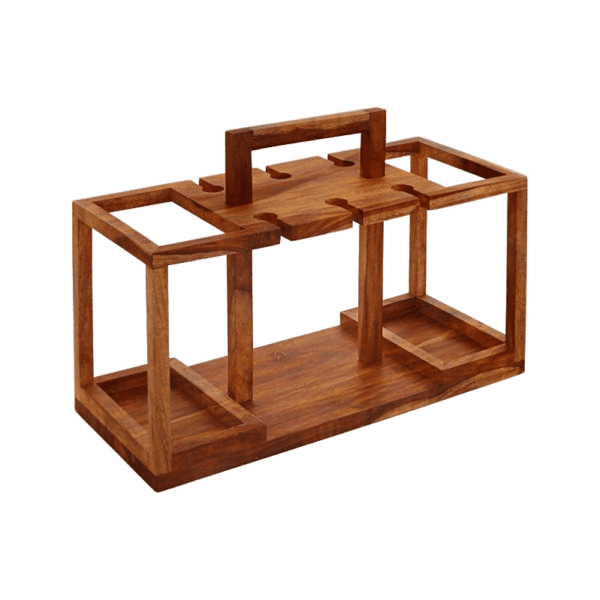 Solid Wood Basket Bar Trolley for Bed & Garden - Image 2