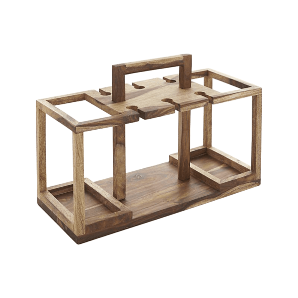 Solid Wood Basket Bar Trolley for Bed & Garden - Image 4