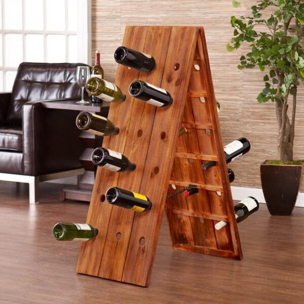 Solid Sheesham Wood Capital Wine Rack - Image 3