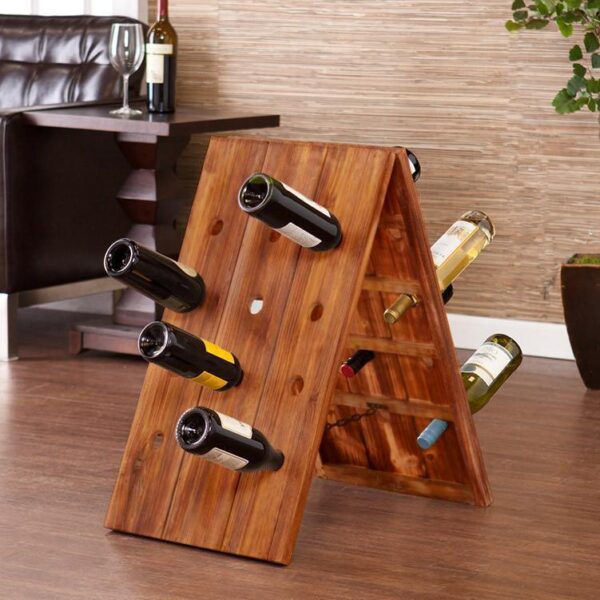 Solid Sheesham Wood Capital Wine Rack - Image 4