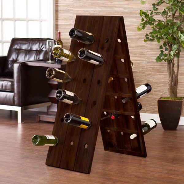 Solid Sheesham Wood Capital Wine Rack - Image 6