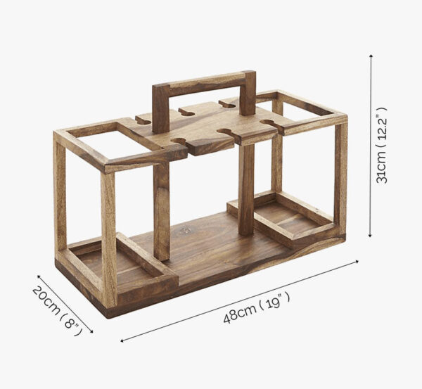 Solid Wood Basket Bar Trolley for Bed & Garden - Image 5